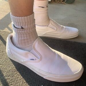 VANS white slip ons
